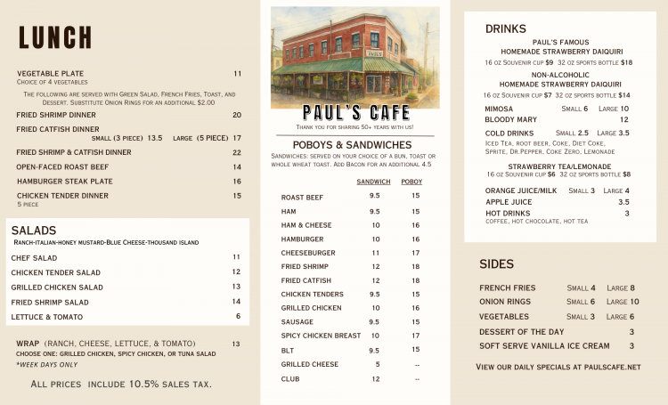Full Lunch Menu